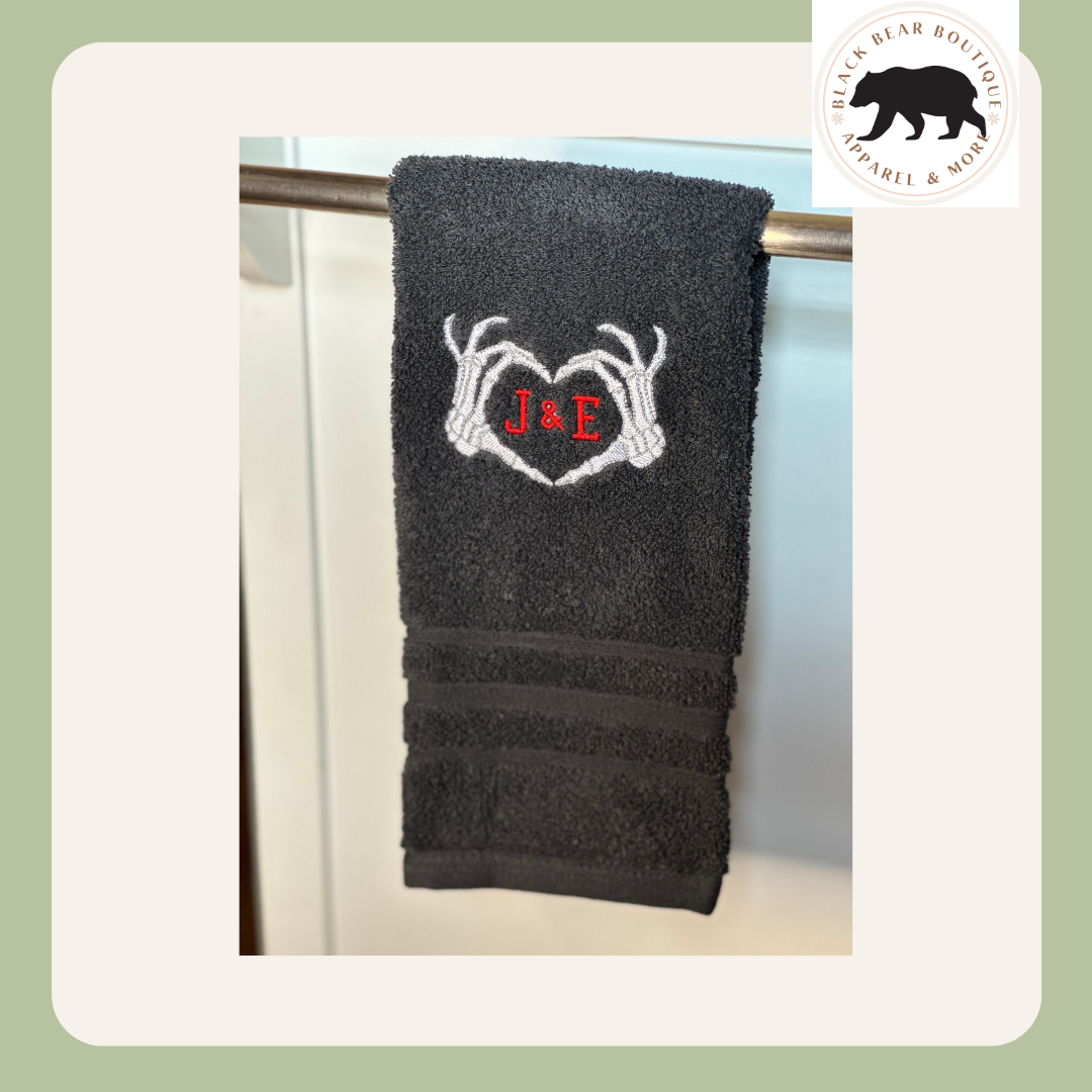 Skeleton Hand Heart Towel